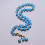 Elegancki muzułmański różaniec - islamski tasbih 33 turkusowe koraliki