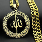 Naszyjnik o dużych ogniwach z zawieszką Allah arabski islam muzułmański złoty