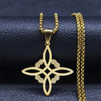 Naszyjnik Amulet Ochronny Węzeł Czarownicy złoty