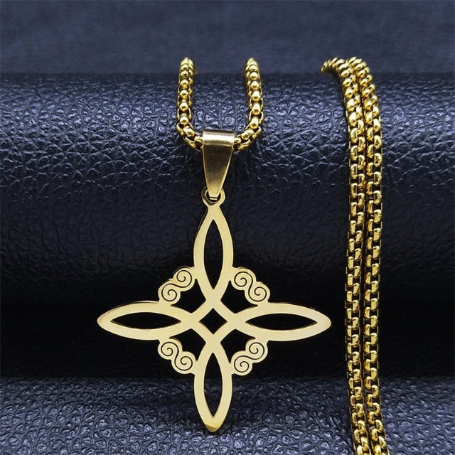 Naszyjnik Amulet Ochronny Węzeł Czarownicy złoty