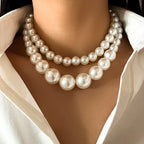 Elegancki podwójny naszyjnik choker z pereł