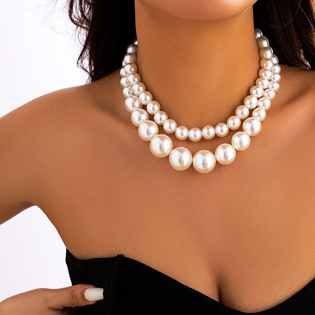 Elegancki podwójny naszyjnik choker z pereł