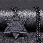 Naszyjnik heksagram Gwiazda Dawida Judaizm wisiorek styl 1 czarny