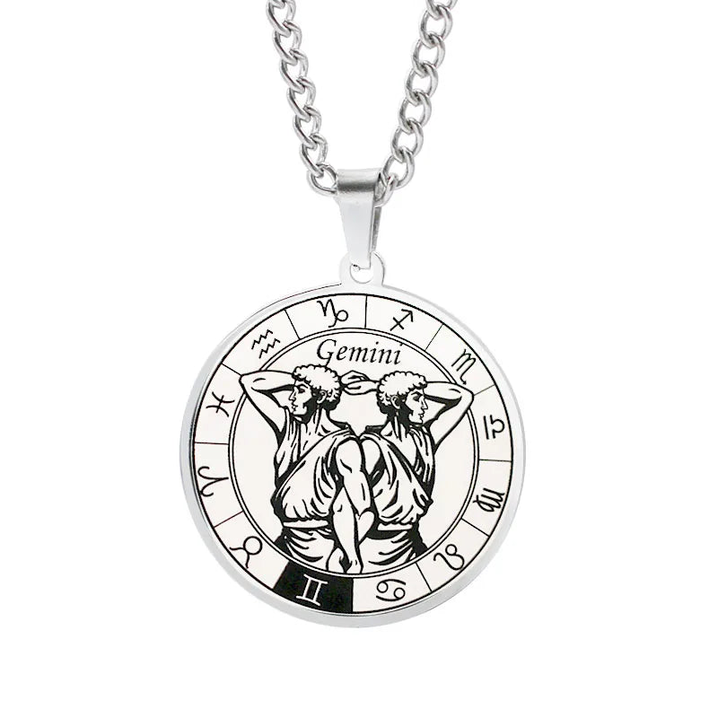 Naszyjnik Horoskop Zawieszka Konstelacje Zodiaku Srebro bliźnięta