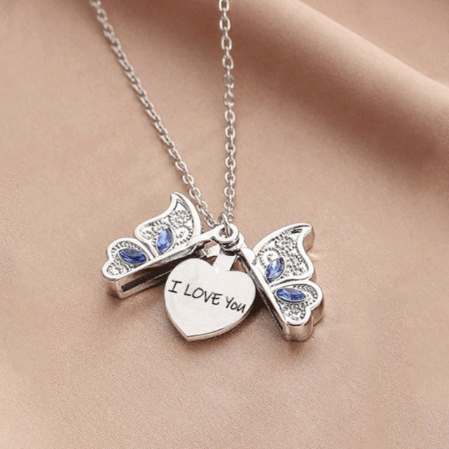Naszyjnik I Love You Papillon srebrny