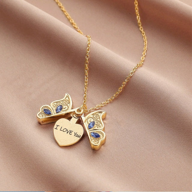 Naszyjnik I Love You Papillon złoty