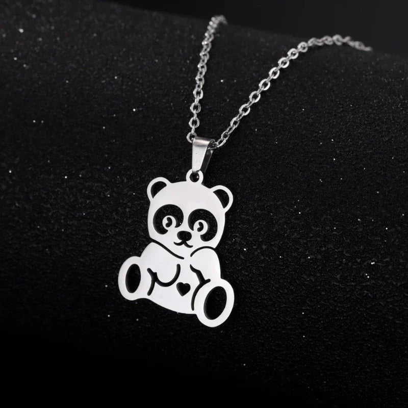 Naszyjnik z uroczym wisiorkiem panda srebrny