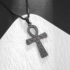 Naszyjnik z zawieszką amuletem krzyża Ankh Egipt czarny