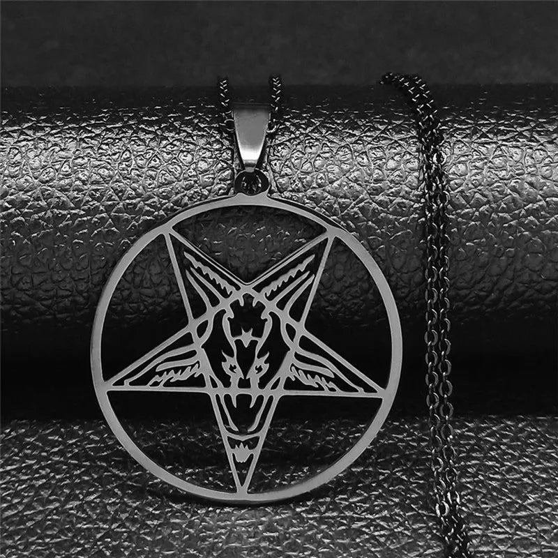 Naszyjnik z zawieszką Baphomet Satan gotycki czarny