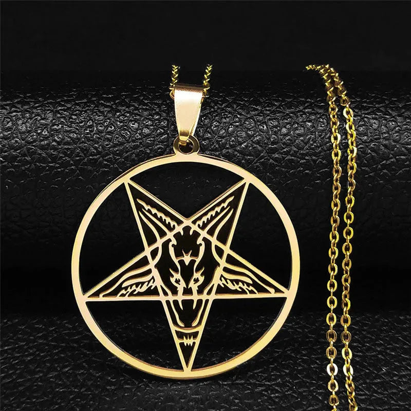 Naszyjnik z zawieszką Baphomet Satan gotycki złoty