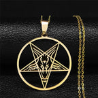 Naszyjnik z zawieszką Baphomet Satan gotycki złoty