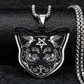 Naszyjnik z zawieszką Czarny Kot Pentagram Czarostwo Wicca