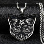 Naszyjnik z zawieszką Czarny Kot Pentagram Czarostwo Wicca