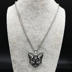 Naszyjnik z zawieszką Czarny Kot Pentagram Czarostwo Wicca