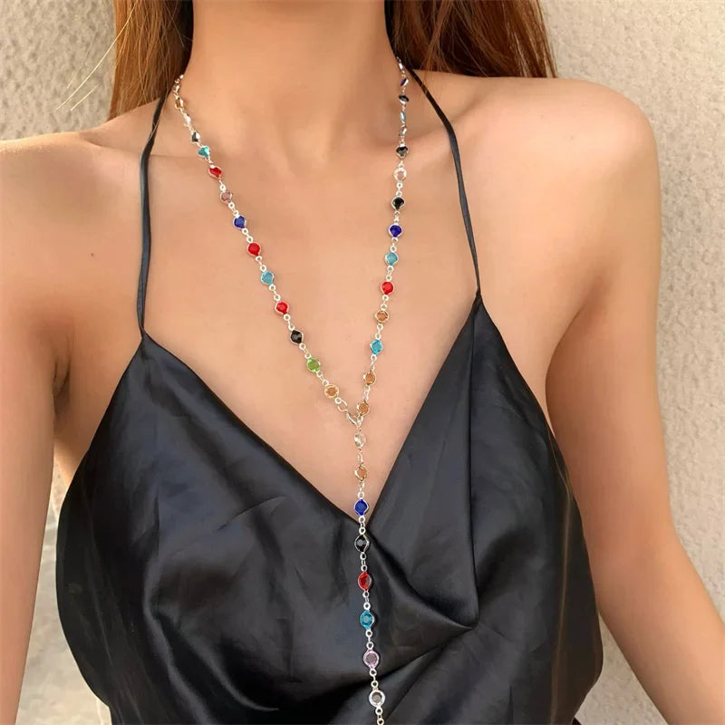 Naszyjnik z zawieszką w stylu boho wielokolorowy srebrny