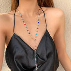 Naszyjnik z zawieszką w stylu boho wielokolorowy srebrny