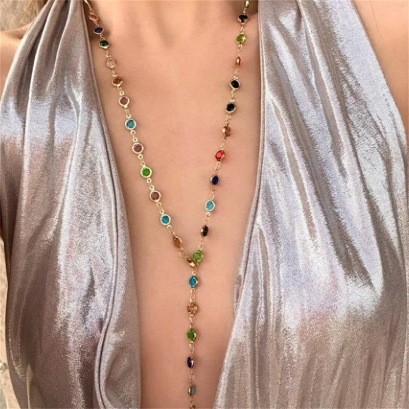 Naszyjnik z zawieszką w stylu boho wielokolorowy złoty