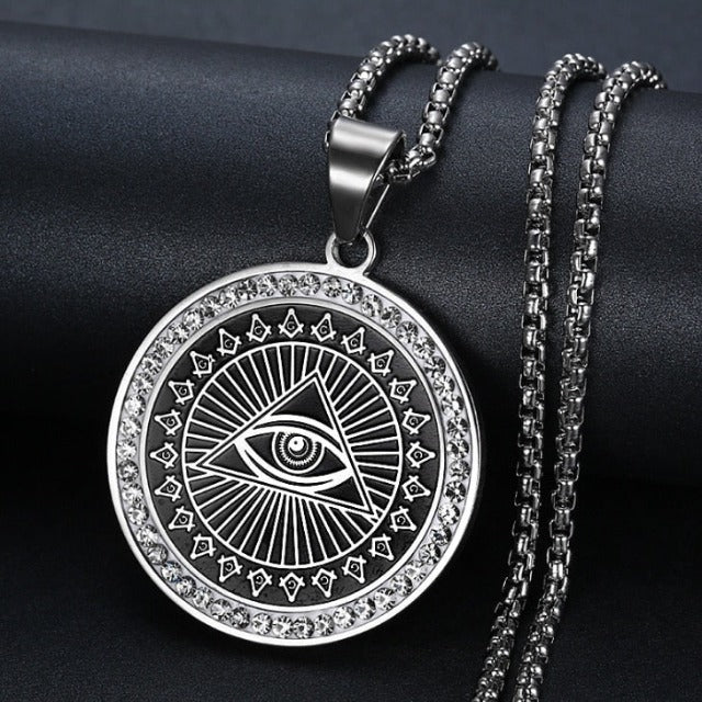 Naszyjnik z zawieszką Oko Opatrzności Piramida Illuminati srebrny