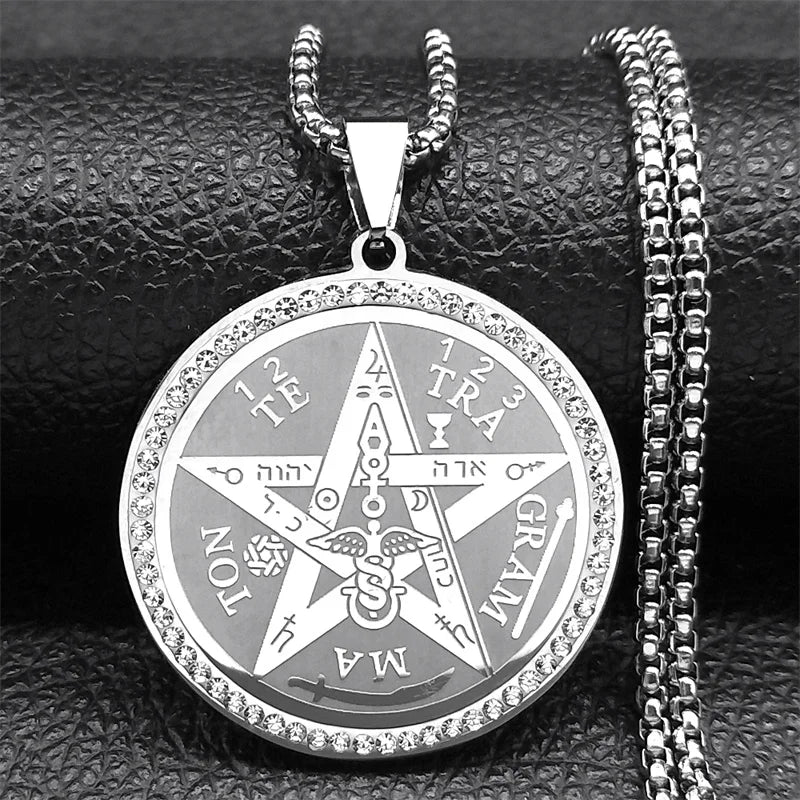 Naszyjnik z zawieszką Pentagram Czarownictwo Wicca srebrny