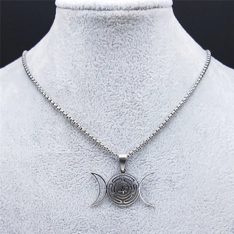 Naszyjnik z zawieszką Koło Hekate Czarostwo Wicca Strophalos srebrny 50 cm