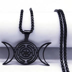 Naszyjnik z zawieszką Koło Hekate Czarostwo Wicca Strophalos czarny 60 cm