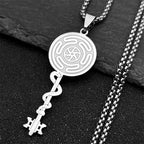 Naszyjnik z zawieszką Koło Hekate Strophalos Czary Wicca srebrny 50 cm