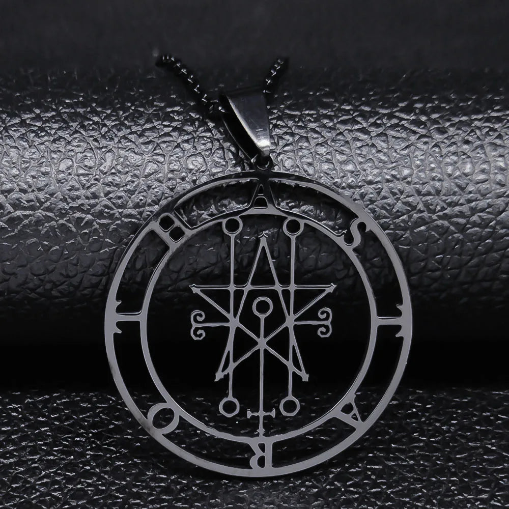 Naszyjnik z zawieszką Sigil demona czarny