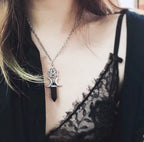 Naszyjnik z zawieszką potrójnego księżyca czarownictwo wicca kobieta czarny pentagram