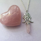 Naszyjnik z zawieszką potrójnego księżyca czarownictwo wicca kobieta biały pentagram
