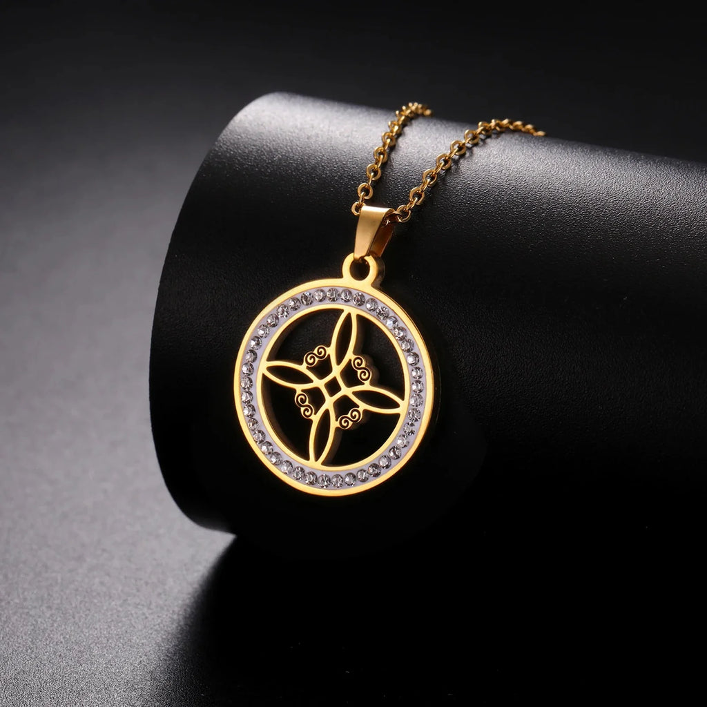 Naszyjnik z zawieszką Wicca Węzeł Czarownicy Amulet Ochronny złoty