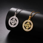 Naszyjnik z zawieszką Wicca Węzeł Czarownicy Amulet Ochronny dla Kobiet złoty