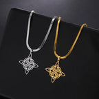 Naszyjnik z zawieszką Wicca Węzeł Czarownicy Kobieta Amulet ochronny złoty