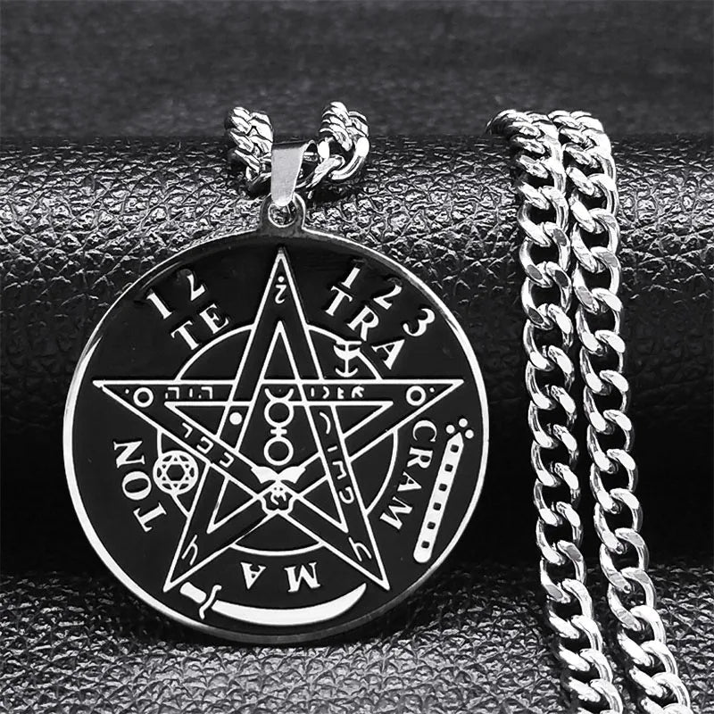 Naszyjnik z pentagramem i wisiorkiem tetragramu Salomona