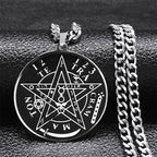 Naszyjnik z pentagramem i wisiorkiem tetragramu Salomona