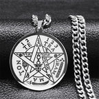 Naszyjnik z pentagramem i wisiorkiem tetragramu Salomona