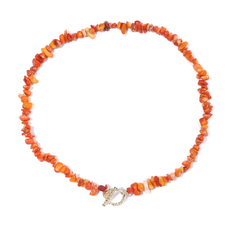 Naszyjnik choker z zawieszką z naturalnych kamieni pomarańczowych
