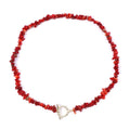 Naszyjnik choker z zawieszką z naturalnych kamieni czerwonego koralu