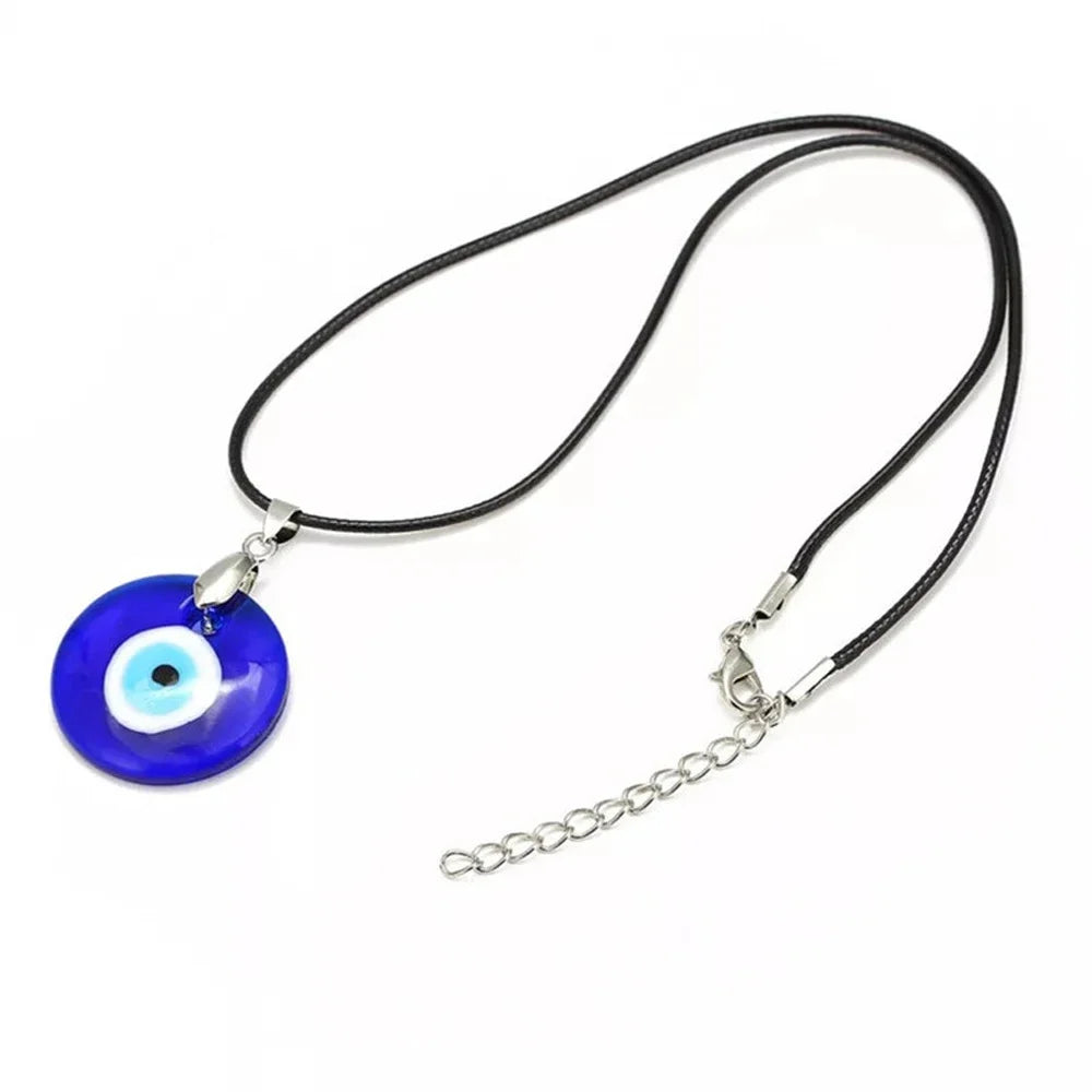 Naszyjnik typu choker z zawieszką złe oko w kolorze niebieskim, turecki