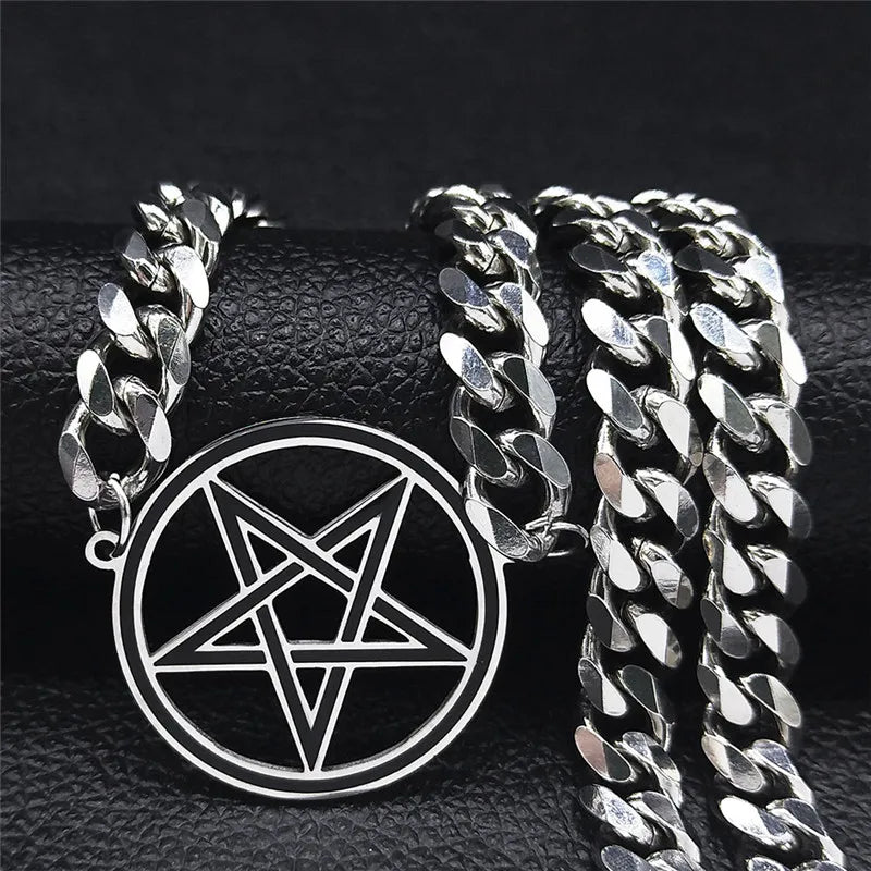Naszyjnik typu choker z zawieszką pentakla czarownictwa Wicca