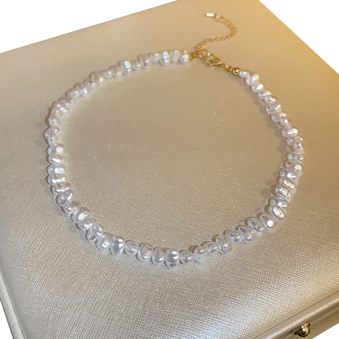 Naszyjnik typu choker w stylu białym z pereł 