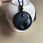 Naszyjnik Pleciony z Zawieszką z Kamienia Obsydianu Czarnego Yin Yang