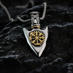 Naszyjnik wikingów z zawieszką strzały Vegvisir złoty