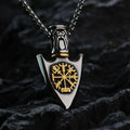 Naszyjnik wikingów z zawieszką strzały Vegvisir złoty