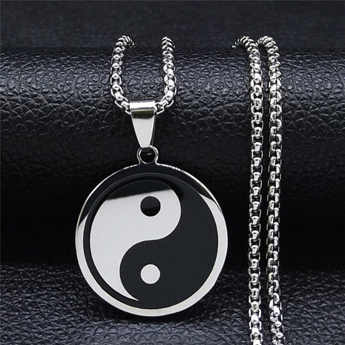 Naszyjnik Yin Yang wisiorek męski srebrny