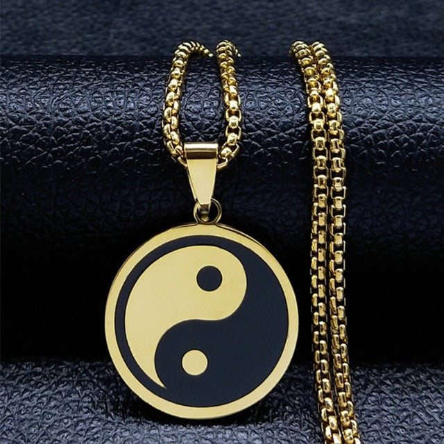 Naszyjnik Yin Yang wisiorek męski złoty