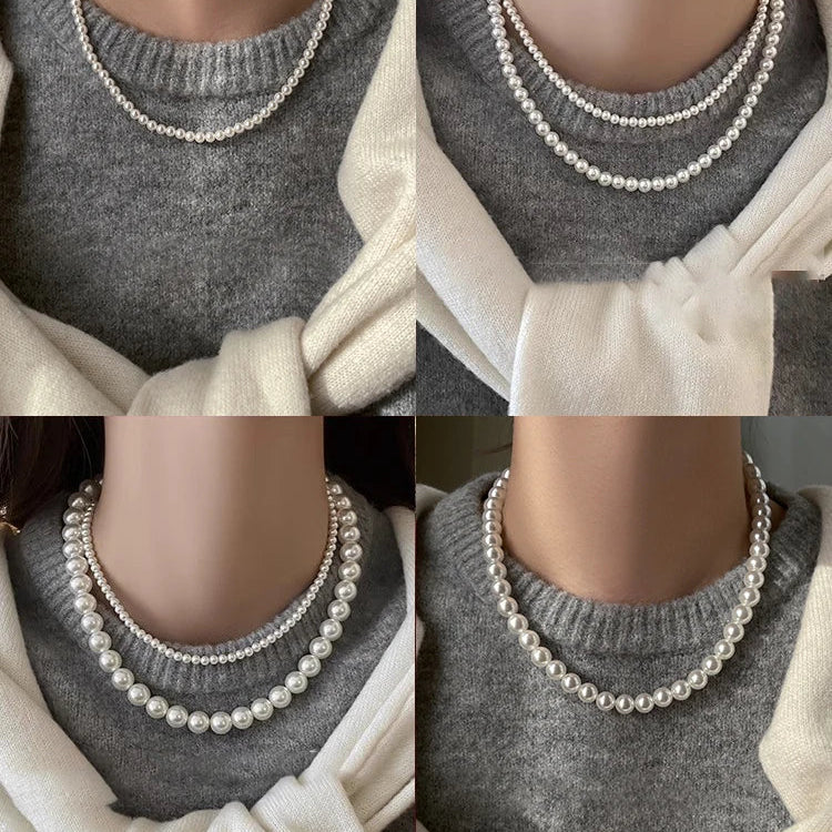 Elegancki naszyjnik choker z białych pereł