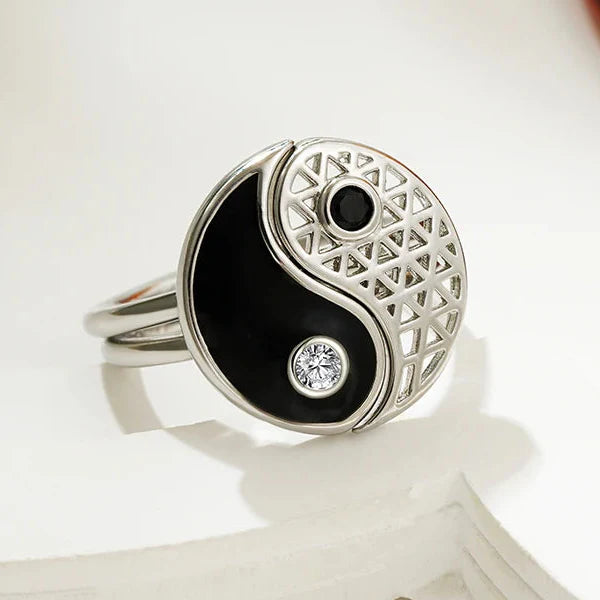 Zestaw 2 pierścionków Yin Yang z cyrkonią