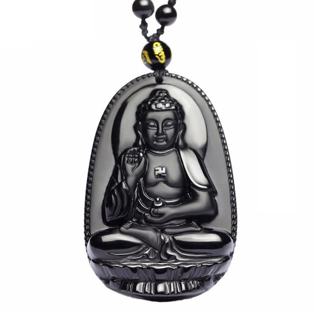 Wisiorek Budda z Obsydianu