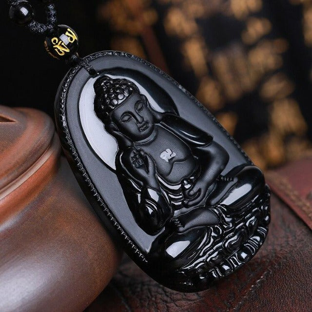Wisiorek Budda z Obsydianu