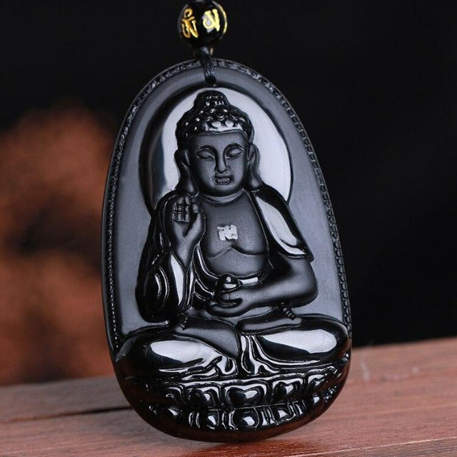 Wisiorek Budda z Obsydianu